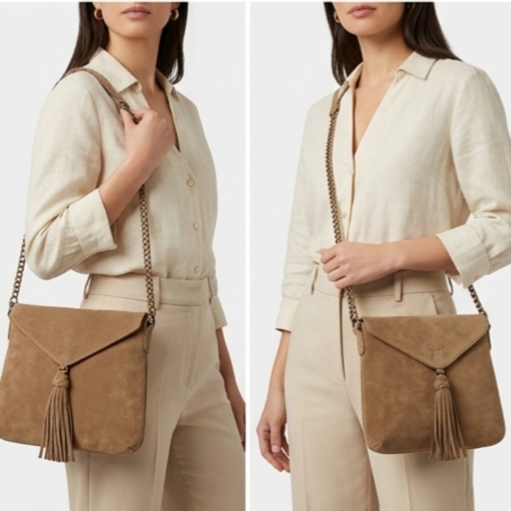 Joie Suede Tassel Crossbody Bag - Taupe - Picture 4 of 6